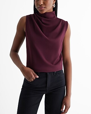 Skimming Draped Mock Neck Tank