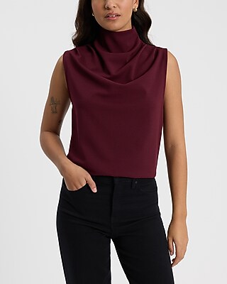 Skimming Draped Mock Neck Tank | Express