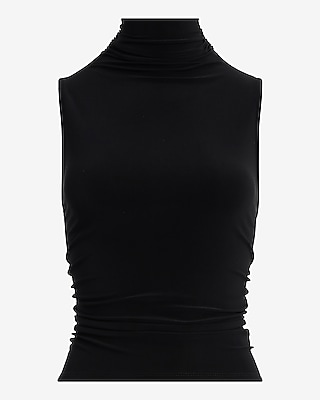 Mesh Mock Neck Ruched Tank - image 4