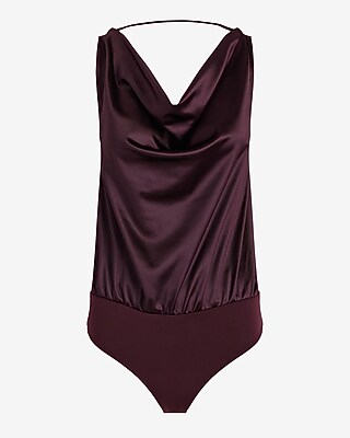 Skimming Satin Double Cowl Neck Sleeveless Bodysuit - image 5