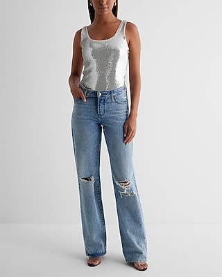 Body Contour Sequin Scoop Neck Bodysuit