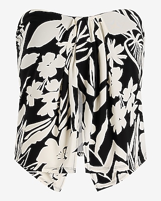 Printed Strapless Draped Split Front Tube Top