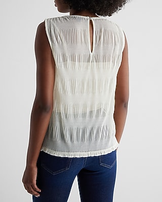 Skimming Mesh Crew Neck Pleated Tank - image 3