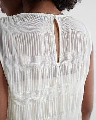 Skimming Mesh Crew Neck Pleated Tank - image 4