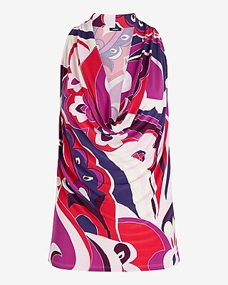 Skimming Printed Draped Cowl Neck Racerback Tank - image 5