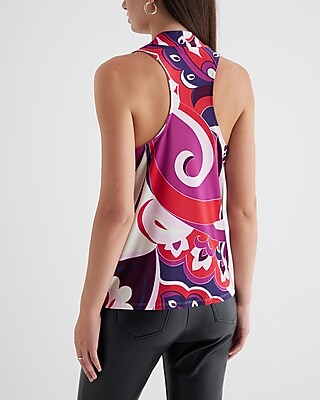 Skimming Printed Draped Cowl Neck Racerback Tank - image 3