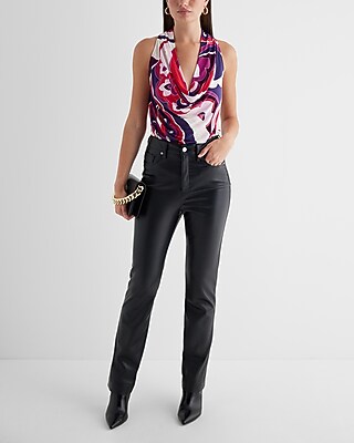 Skimming Printed Draped Cowl Neck Racerback Tank - image 4