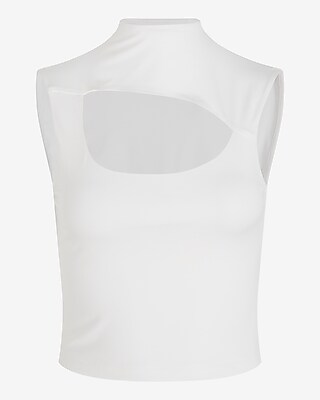 Body Contour Compression Mock Neck Cutout Cropped Tank