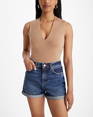 Body Contour Compression Deep V-Neck Bodysuit