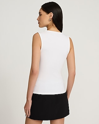 Body Contour Stretch Cotton Square Neck Tank