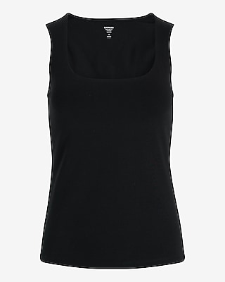 Body Contour Stretch Cotton Square Neck Tank