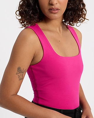 Body Contour Light Compression Stretch Cotton Square Neck Tank