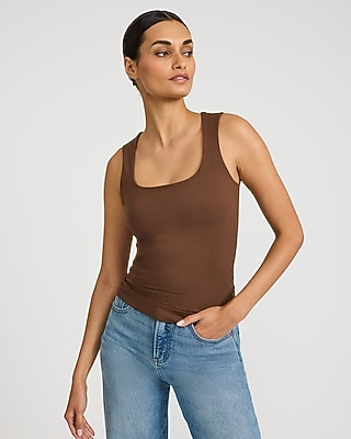 Body Contour Light Compression Stretch Cotton Square Neck Tank