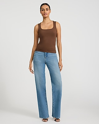 Body Contour Light Compression Stretch Cotton Square Neck Tank