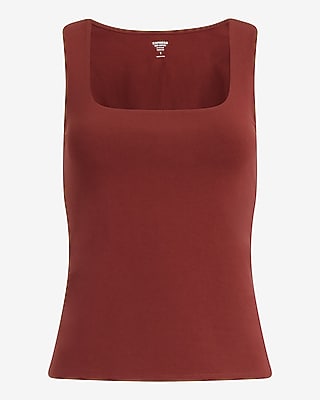 Body Contour Stretch Cotton Square Neck Tank
