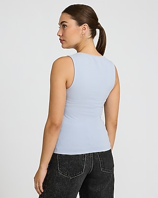 Body Contour Light Compression Stretch Cotton Square Neck Tank