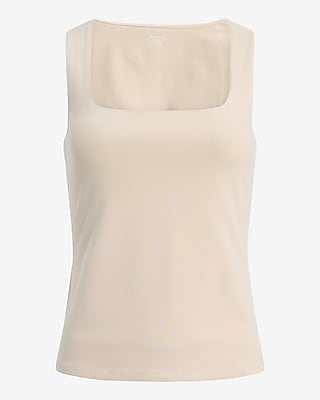 Body Contour Light Compression Stretch Cotton Square Neck Tank in Sandshell - image 4