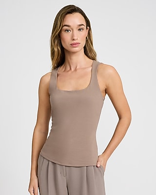 Body Contour Light Compression Stretch Cotton Square Neck Tank
