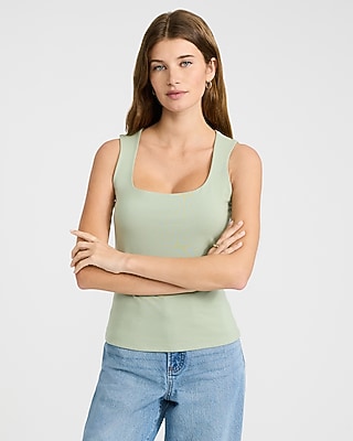 Body Contour Light Compression Stretch Cotton Square Neck Tank in Cobalt Blue - image 5