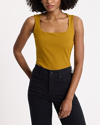 Body Contour Stretch Cotton Square Neck Tank