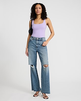 Body Contour Stretch Cotton Square Neck Tank