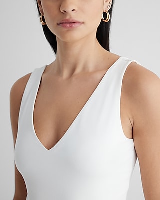 Body Contour Stretch Cotton Double V-Neck Bodysuit