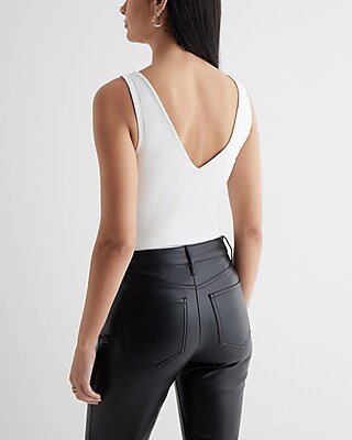 Body Contour Stretch Cotton Double V-Neck Bodysuit