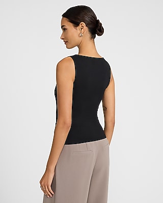 Body Contour Light Compression Stretch Cotton Boat Neck Tank
