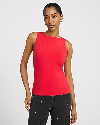 Body Contour Stretch Cotton Boat Neck Tank | Express