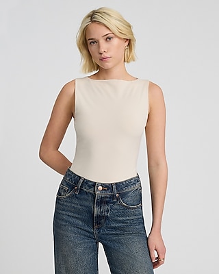 Body Contour Light Compression Stretch Cotton Boat Neck Tank | Express