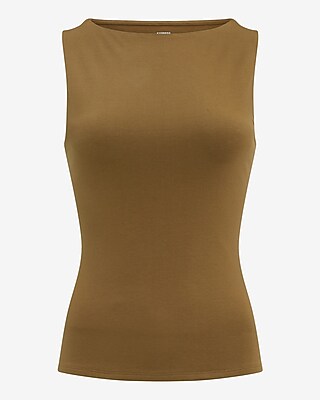Body Contour Light Compression Stretch Cotton Boat Neck Tank