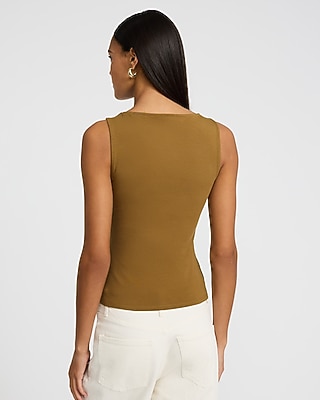 Body Contour Light Compression Stretch Cotton Boat Neck Tank