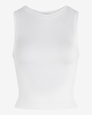 Body Contour Seamless Ribbed High Neck Cropped Tank