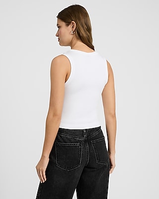 Body Contour Seamless Ribbed High Neck Cropped Tank