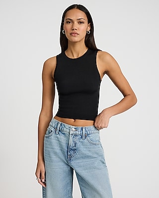 Express Body Contour High Compression High Neck Cutout Crop Top