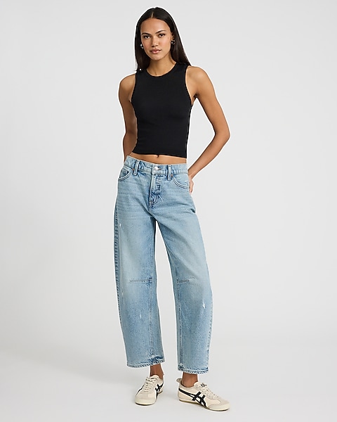 Body Contour Seamless Ribbed High Neck Cropped Tank | Express Body Contour Seamless Ribbed High Neck Cropped Tank | Express