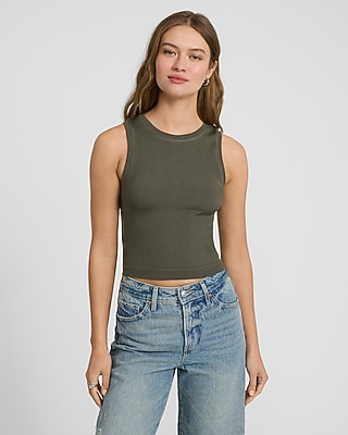 Body Contour Seamless Ribbed High Neck Tank