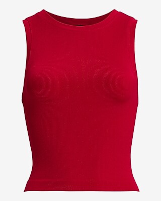 Body Contour Seamless Ribbed High Neck Cropped Tank