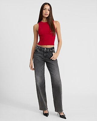 Body Contour Seamless Ribbed High Neck Cropped Tank