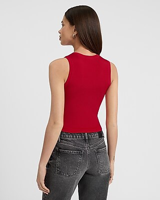 Body Contour Seamless Ribbed High Neck Cropped Tank