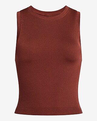 Body Contour Seamless Ribbed High Neck Cropped Tank