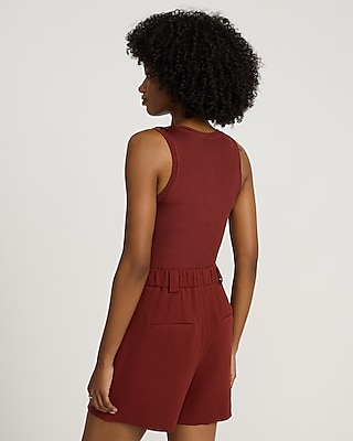 Body Contour Seamless Ribbed High Neck Cropped Tank