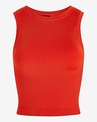 Body Contour Seamless Ribbed High Neck Cropped Tank