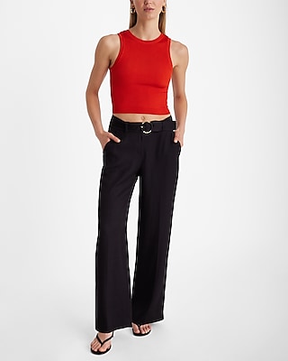 Body Contour Seamless Ribbed High Neck Cropped Tank