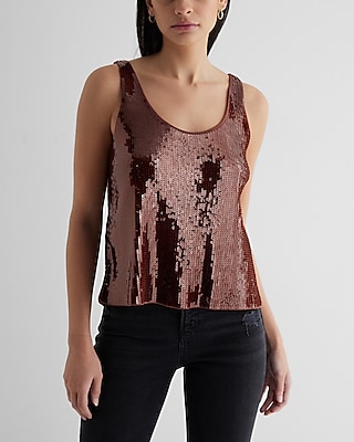 Skimming Sequin Scoop Neck Tank