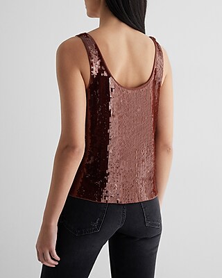 Skimming Sequin Scoop Neck Tank