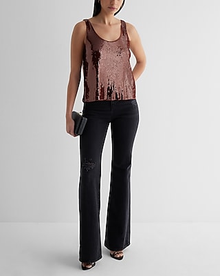 Skimming Sequin Scoop Neck Tank