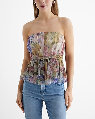 トップス crayme,Petal Tulle Tops Off-Shoulder Tulle Top - Zena Presley