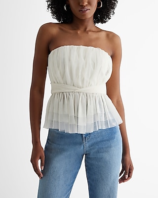 Velvet Strapless Button Front Split Hem Corset Tube Top