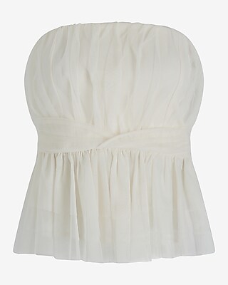 Strapless Tulle Tiered Peplum Tube Top